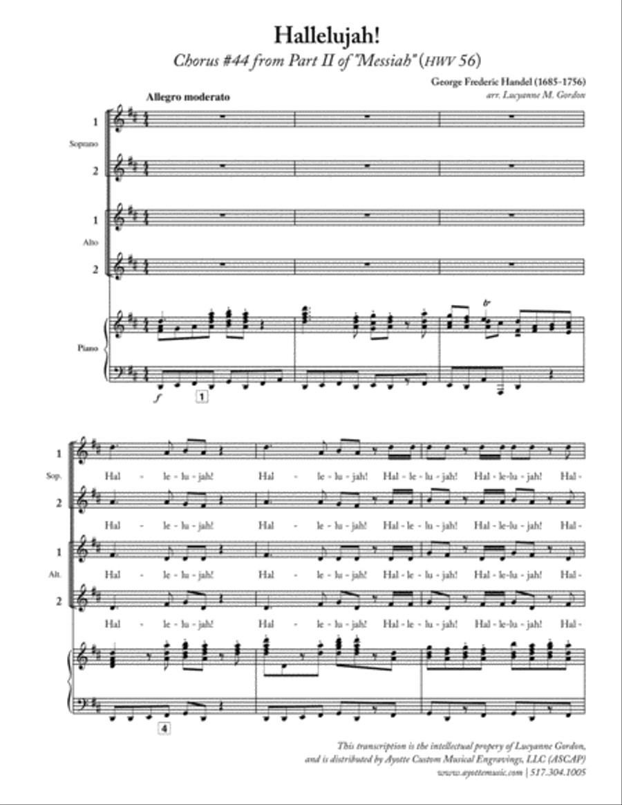 Hallelujah Chorus from Messiah for Women's Chorus SSA scores gallery preview page 1
