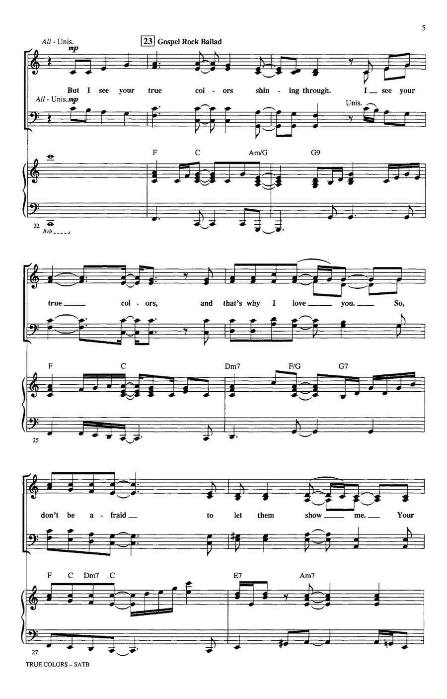 True Colors (arr. Mac Huff) 4-Part scores gallery preview page 4
