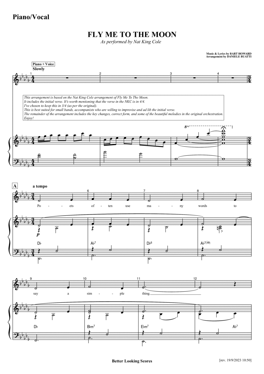 Fly Me To The Moon (in Other Words) Piano Solo scores gallery preview page 1