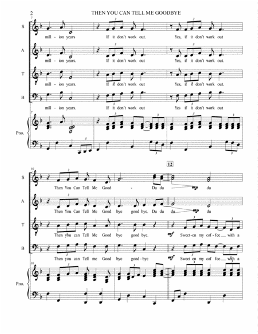 Then You Can Tell Me Goodbye 4-Part scores gallery preview page 2