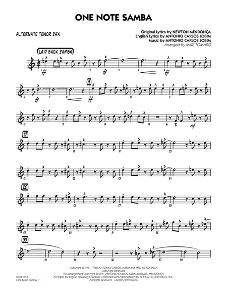 One Note Samba - Alternate Tenor Sax