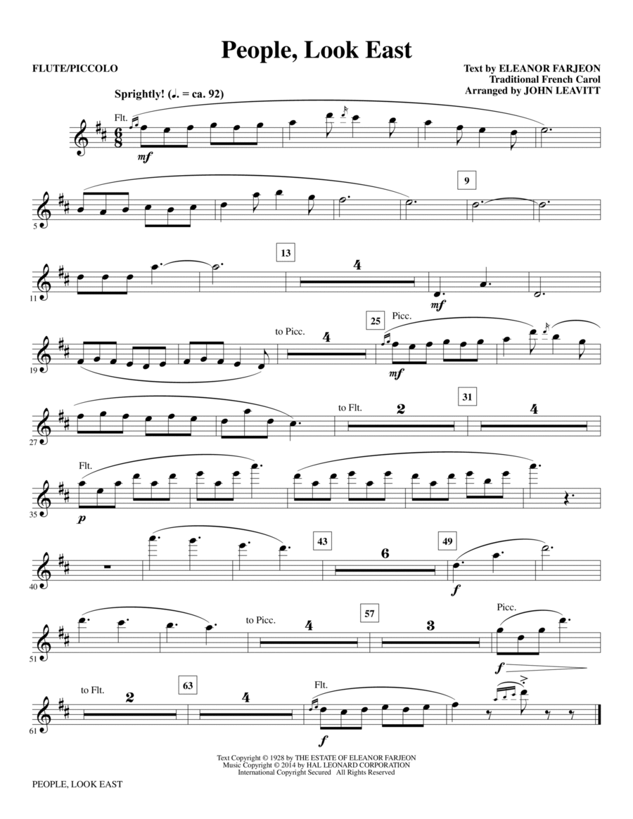 People, Look East - Flute/Piccolo Choir scores gallery preview page 1