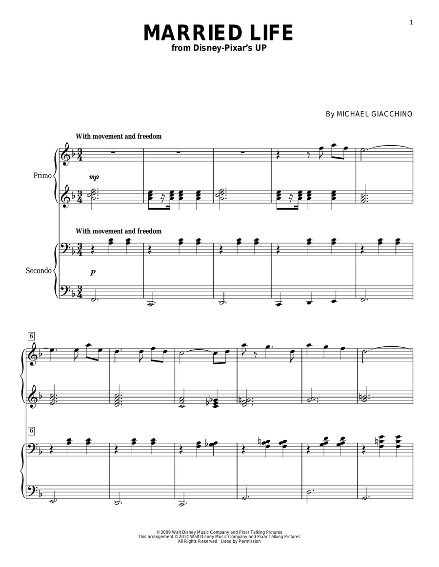 Married Life (from Up) Piano Duet scores gallery preview page 1