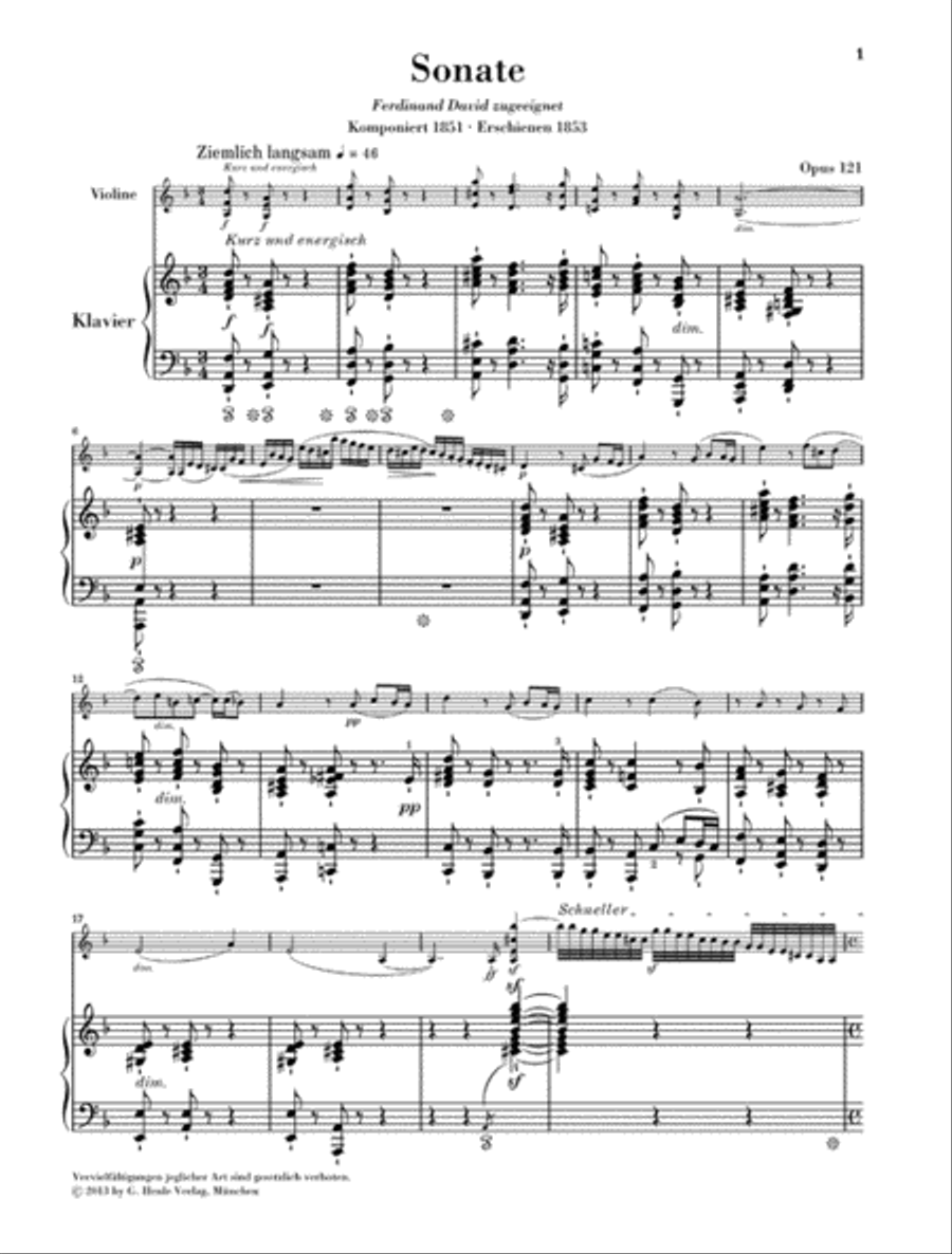Robert Schumann – Violin Sonata No. 2 in D minor, Op. 121 Violin Solo scores gallery preview page 2