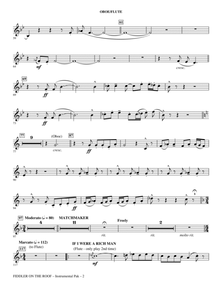 Fiddler On The Roof (Choral Medley) - Flute/Oboe