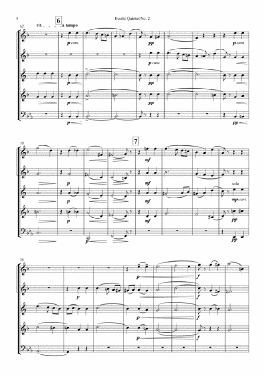 Ewald: Quintet No. 2 for Brass Instruments Brass Ensemble scores gallery preview page 6