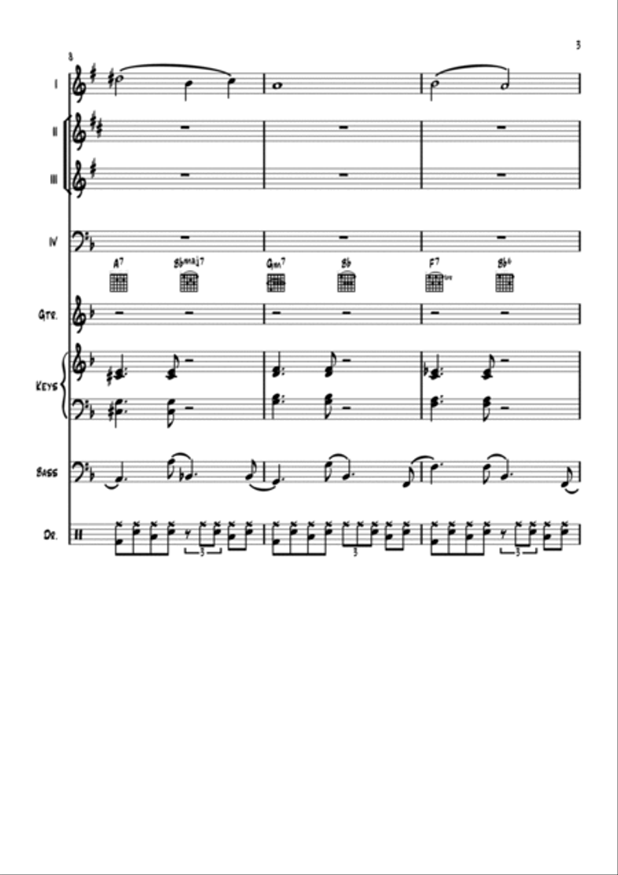 Covid Blues - for jazz octet. Jazz Ensemble scores gallery preview page 3