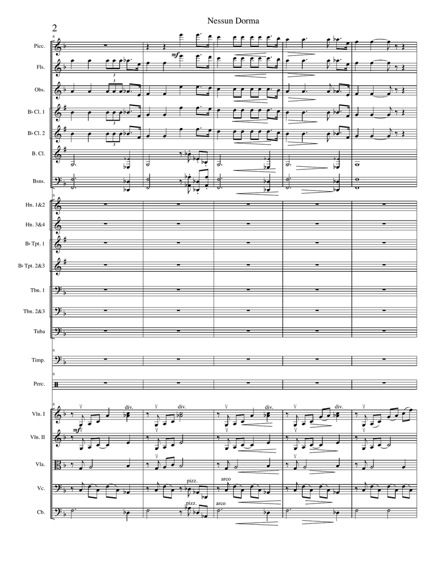 Nessun Dorma Nessun Dorma Full Orchestra scores gallery preview page 2