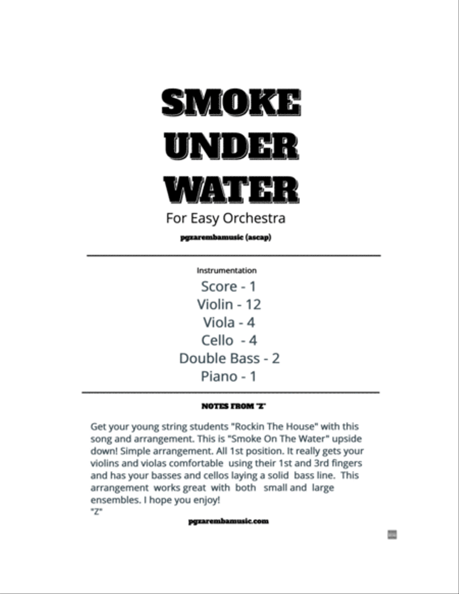SMOKE UNDER WATER! String Orchestra scores gallery preview page 2