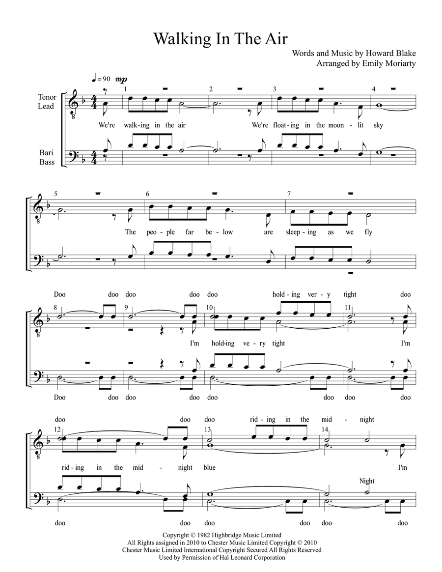 Walking In The Air TTBB scores gallery preview page 1