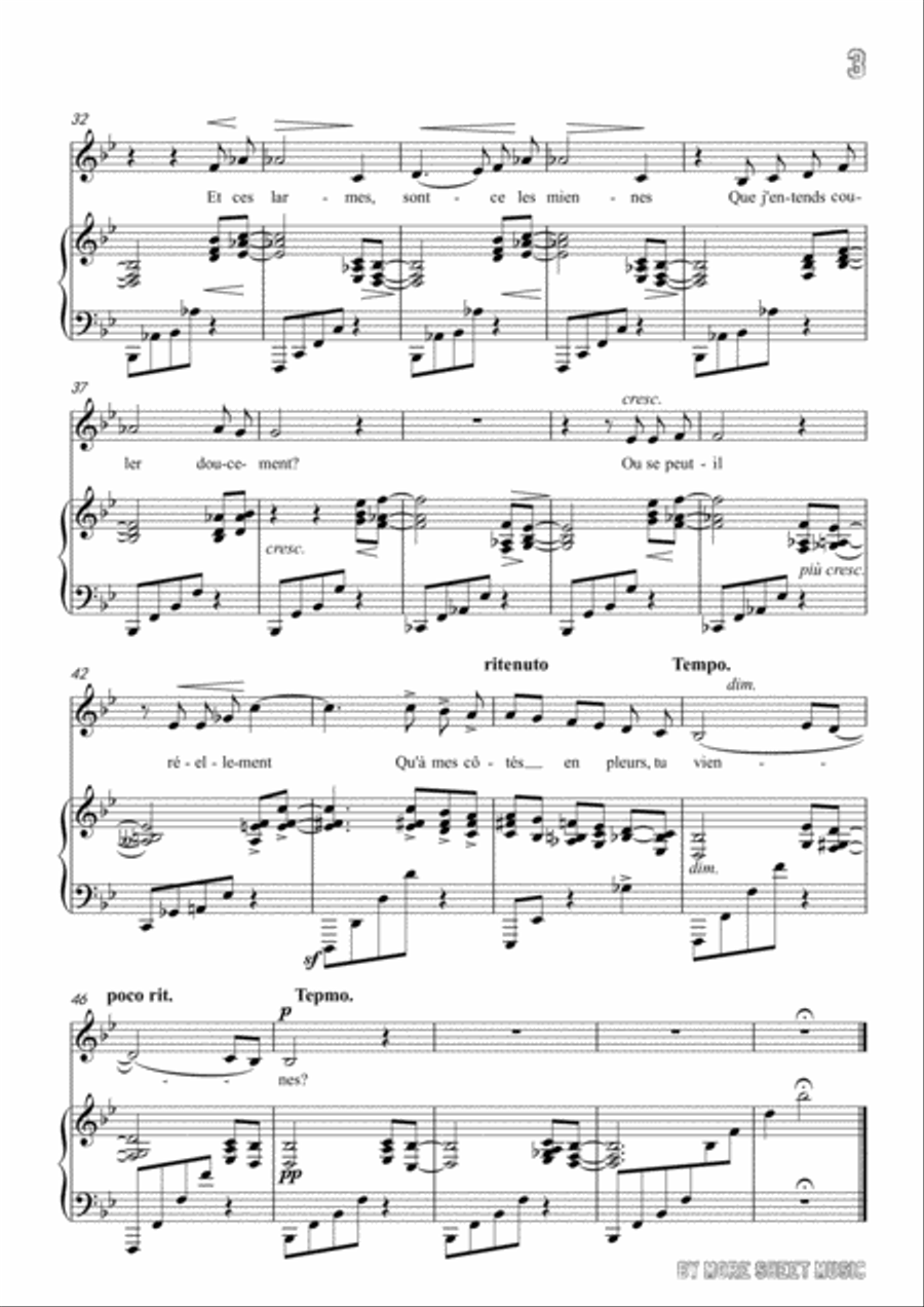 Saint-Saëns-Clair de lune in B flat Major,for Voice and Piano Voice Solo scores gallery preview page 5