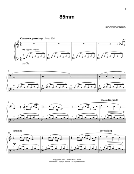 85mm by Ludovico Einaudi - Piano Solo - Digital Sheet Music