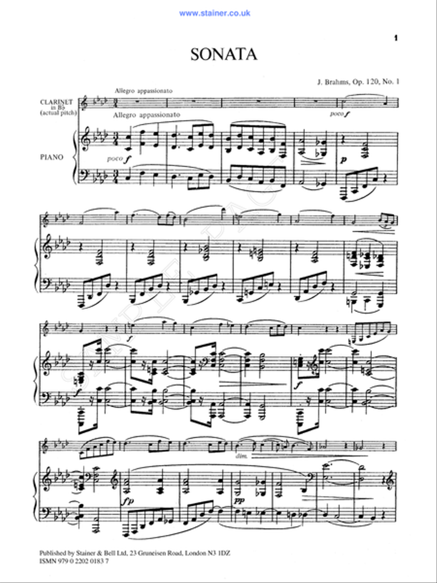 Sonata in F minor, Op. 120 No. 1 Clarinet Solo scores gallery preview page 2