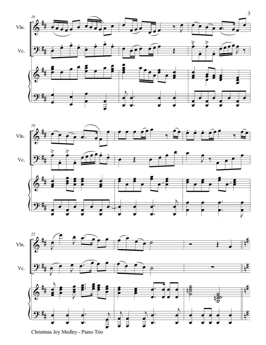 CHRISTMAS JOY MEDLEY (Trio – Violin, Cello & Piano with Parts) Piano Trio scores gallery preview page 4