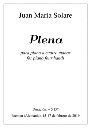 Book cover for Plena [piano 4 hands]