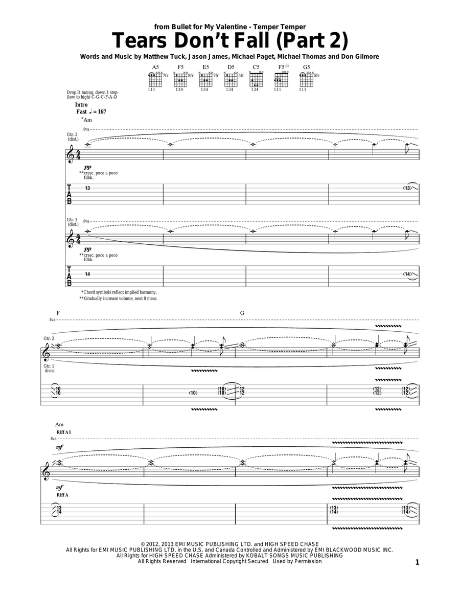 Tears Don't Fall (Part 2) Acoustic Guitar scores gallery preview page 1