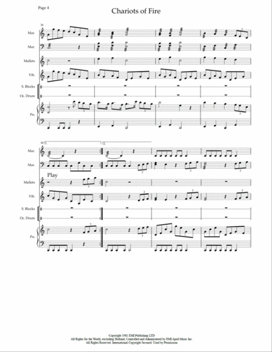 Chariots Of Fire from the Feature Film CHARIOTS OF FIRE Percussion Ensemble scores gallery preview page 6