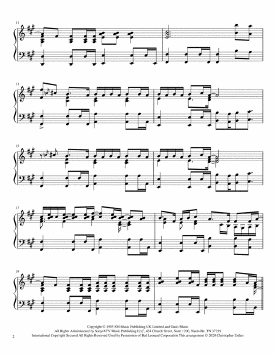 Wonderwall Piano Solo scores gallery preview page 2