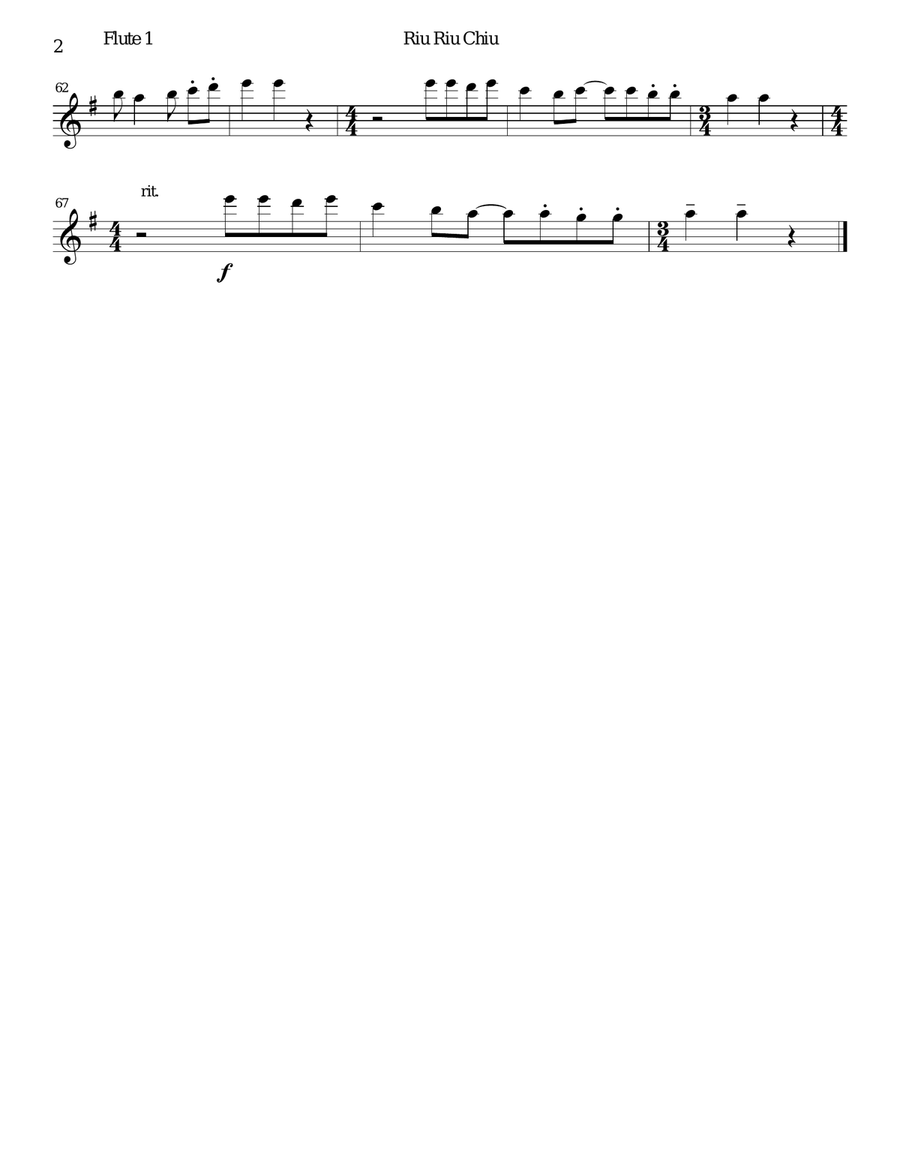 Riu Riu Chiu arranged for flute quintet (4 flutes and 1 alto flute) Flute Solo scores gallery preview page 6