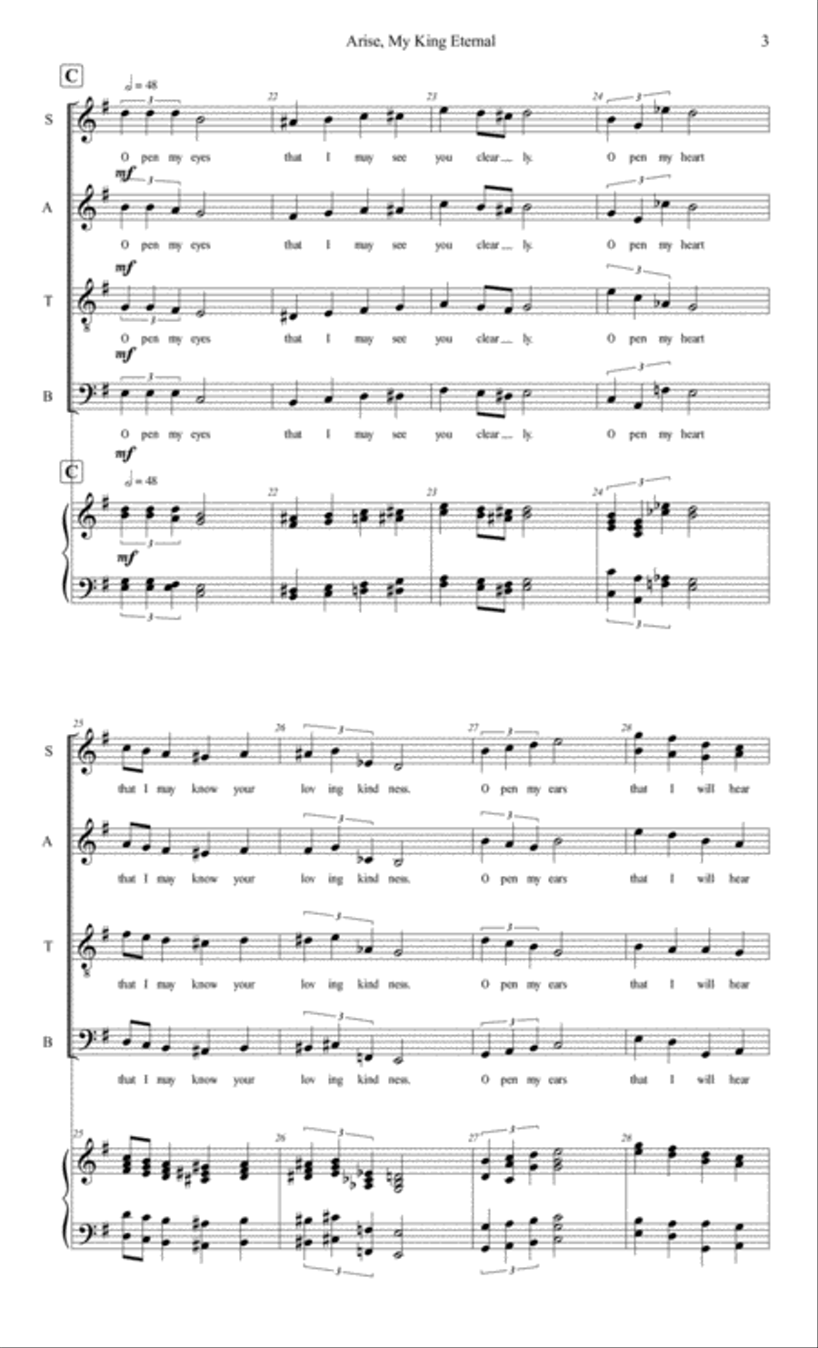 Arise My God and King Eternal for SATB Choir and Piano 4-Part scores gallery preview page 5