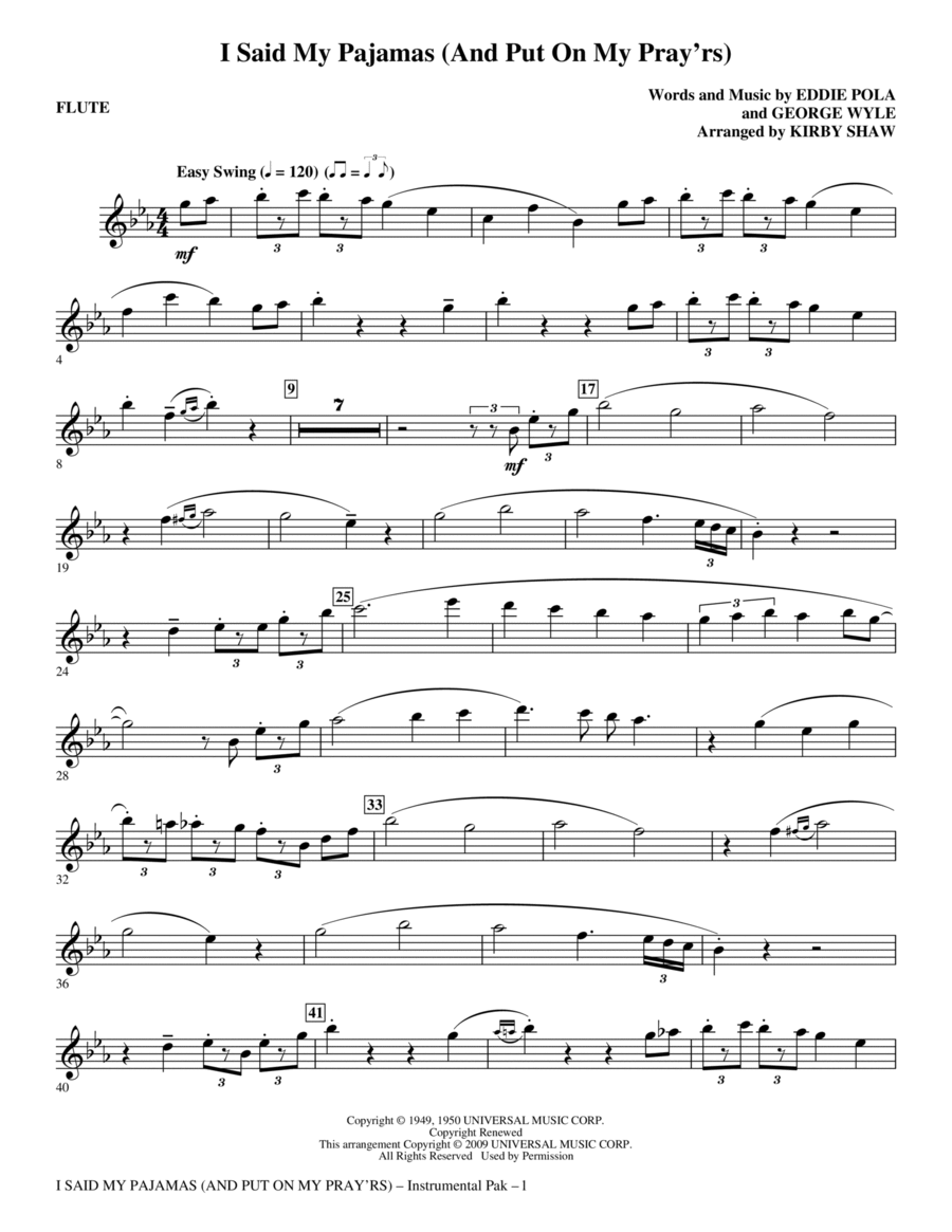 I Said My Pajamas (And Put On My Pray'rs) - Flute Choir scores gallery preview page 1