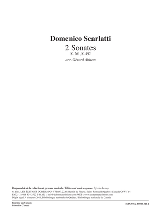 Book cover for 2 Sonates, vol. 5, K. 261, 492