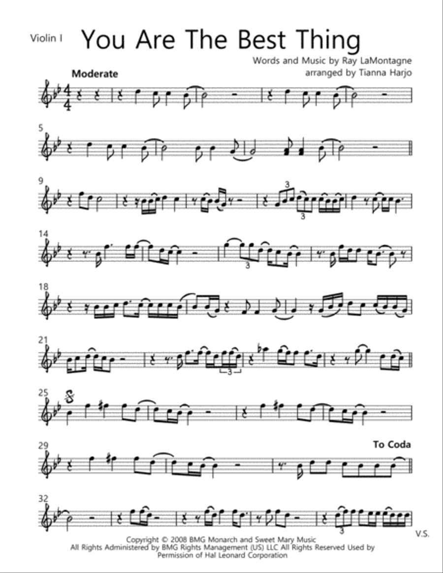 You Are The Best Thing String Quartet scores gallery preview page 1