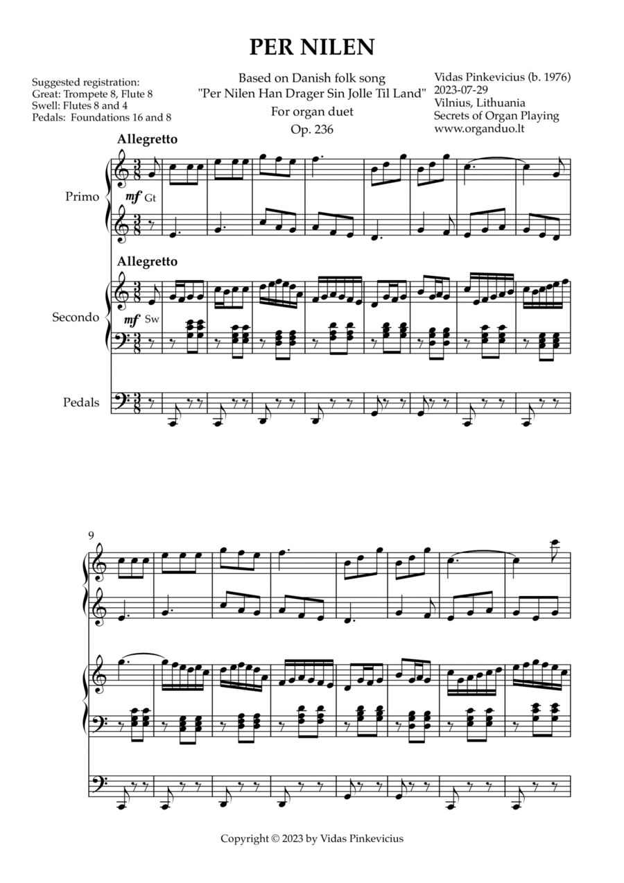 Per Nilen, Op. 236 (Organ Duet) by Vidas Pinkevicius Organ Solo scores gallery preview page 1