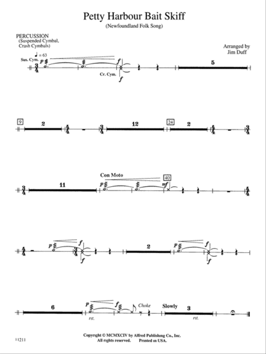 Petty Harbour Bait Skiff: 1st Percussion Concert Band scores gallery preview page 1