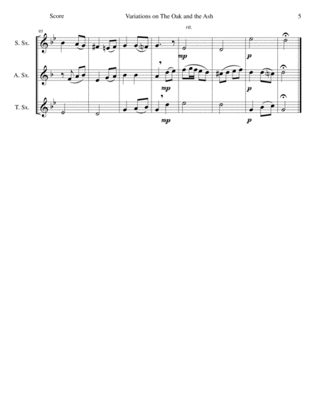 Variations on The Oak and the Ash (A north country Maid) for saxophone trio image number null