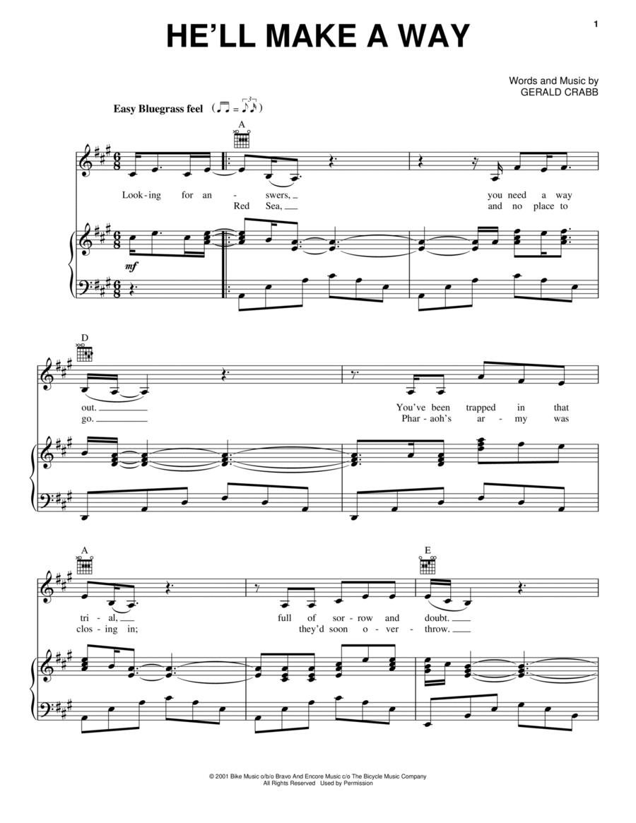 He'll Make A Way Piano, Vocal, Guitar scores gallery preview page 1