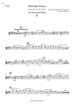 Book cover for Moonlight Sonata by Beethoven 1 mov. - Viola and Piano (Individual Parts)
