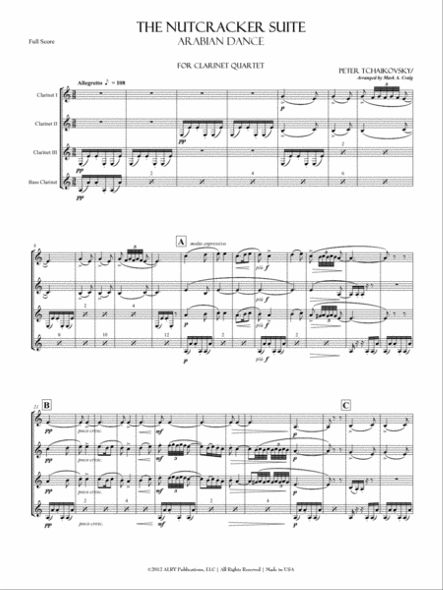 The Nutcracker Suite for Clarinet Quartet Clarinet Quartet scores gallery preview page 3