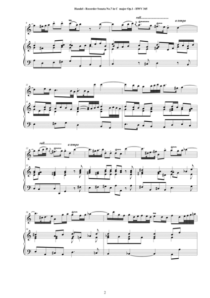 Handel - Sonata No.7 in C major Op.1 HWV 365 for Recorder and Harpsichord image number null