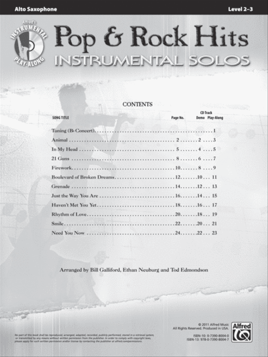 Pop & Rock Hits Instrumental Solos Alto Saxophone scores gallery preview page 2