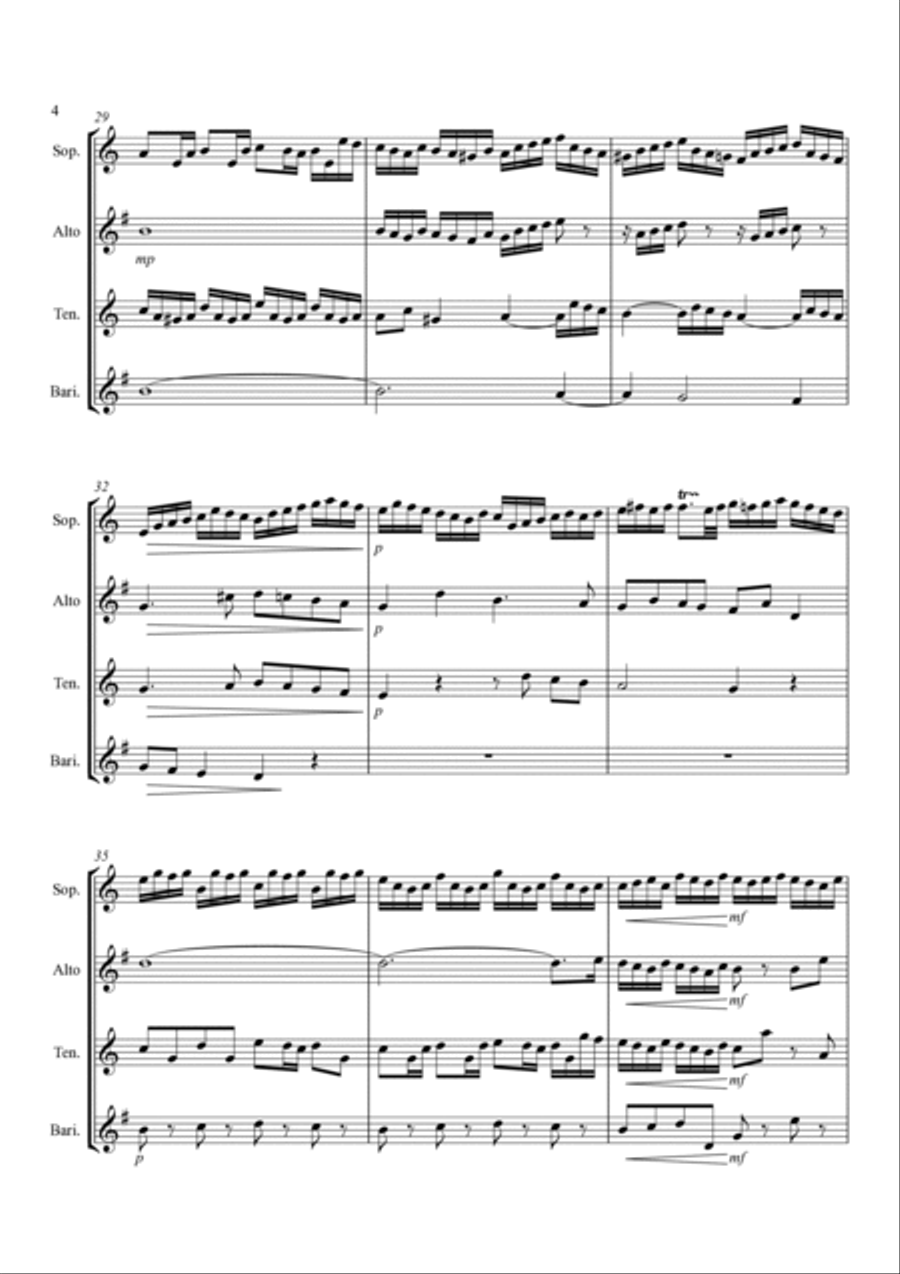 'Little' Fugue in G Minor - For Saxophone Quartet Saxophone Quartet scores gallery preview page 5