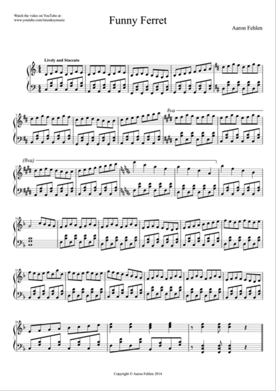 Funny Ferret Funny Ferret Piano Solo scores gallery preview page 1