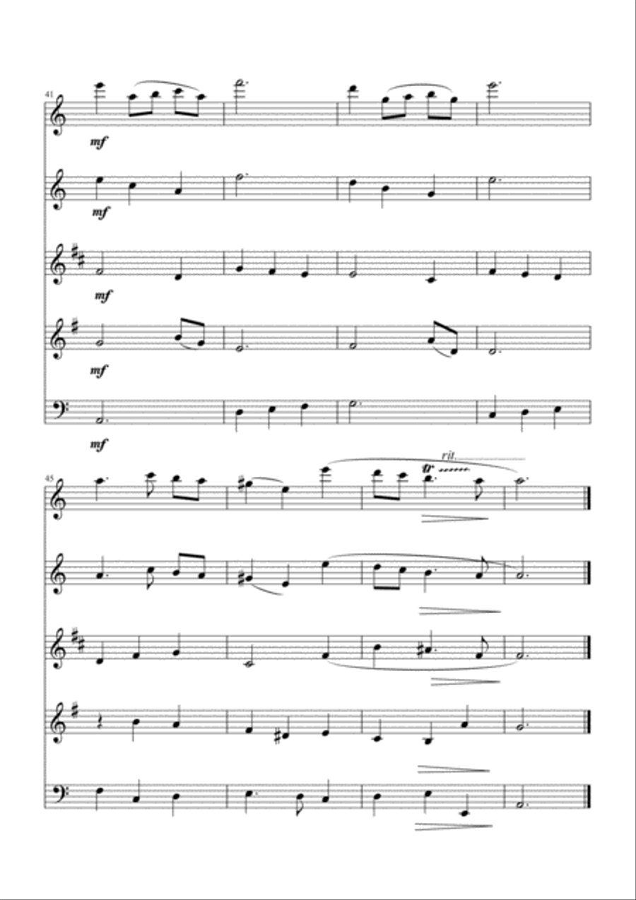 Menuett in A minor Woodwind Quintet scores gallery preview page 6