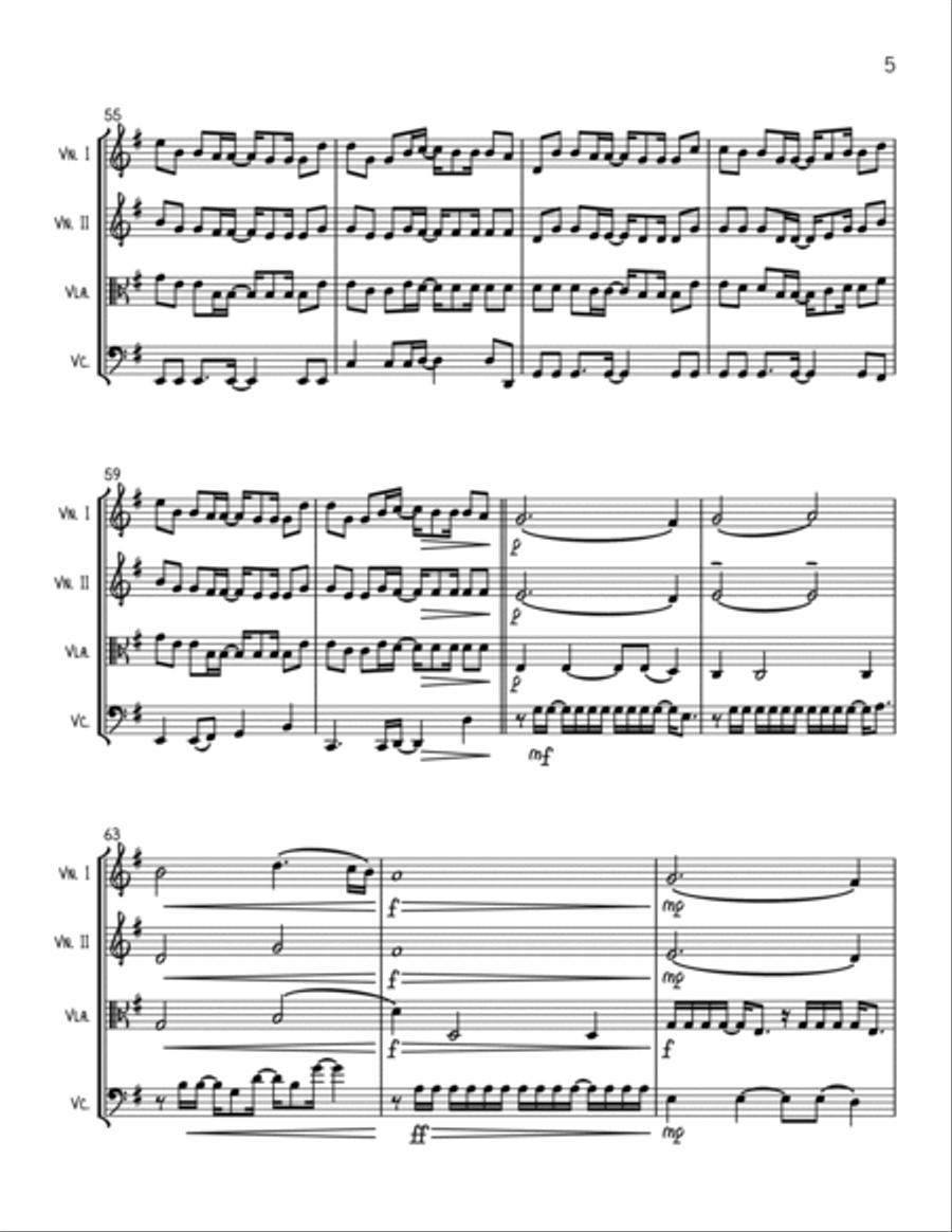 Baba Yetu String Quartet scores gallery preview page 5
