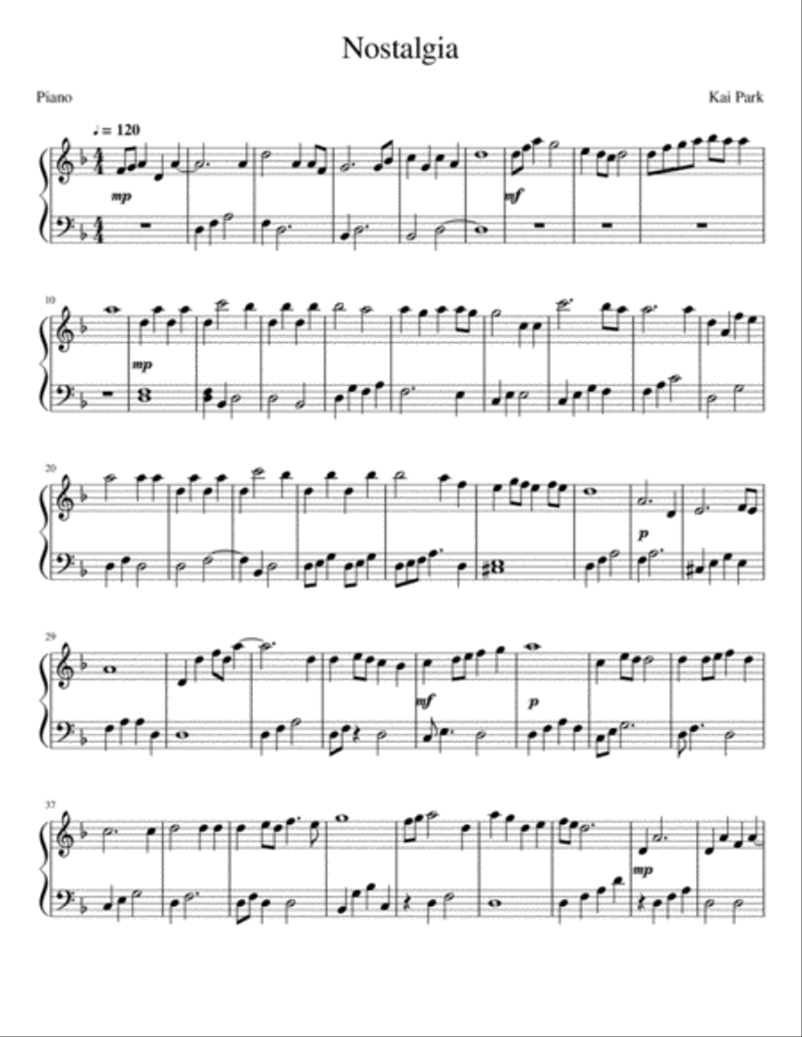 Nostalgia Piano Solo scores gallery preview page 1