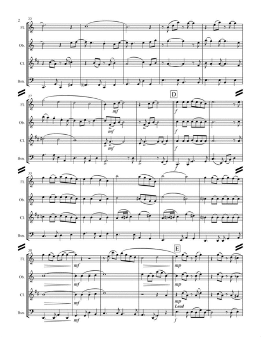 Raindrops Keep Fallin' On My Head Woodwind Quartet scores gallery preview page 3