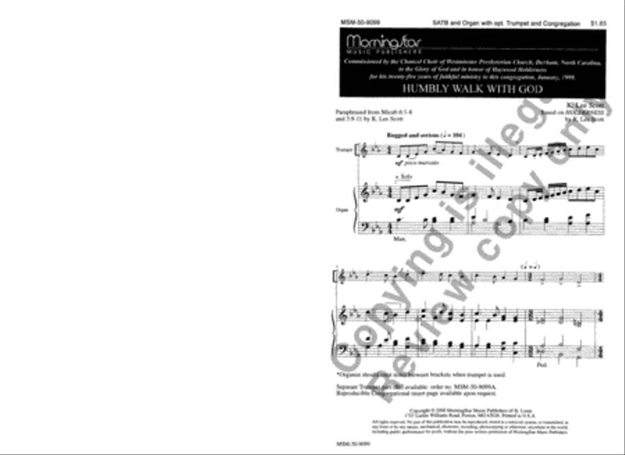 Humbly Walk with God 4-Part scores gallery preview page 2