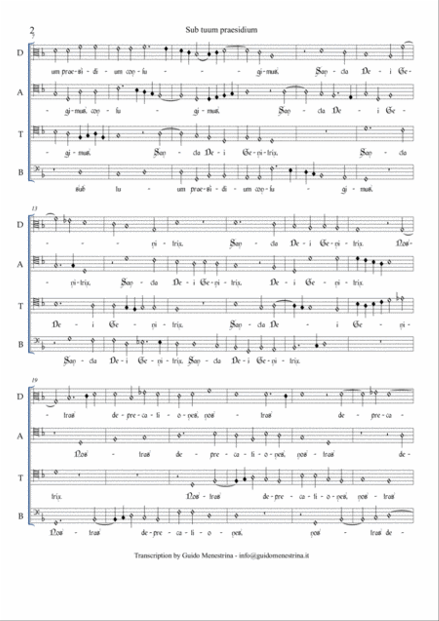 Cipriano De Rore - Sub tuum Praesidium 4-Part scores gallery preview page 2