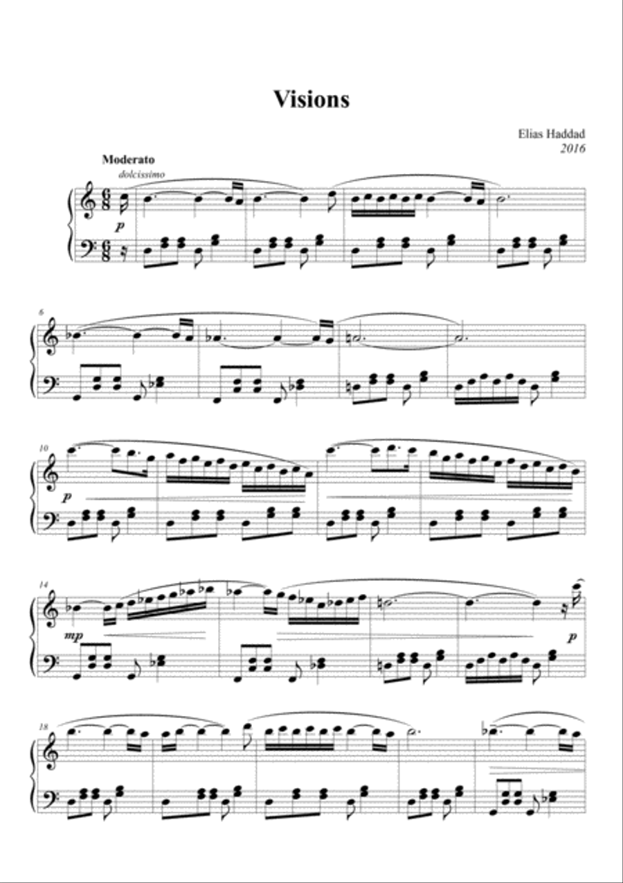 Visions Visions Piano Solo scores gallery preview page 1
