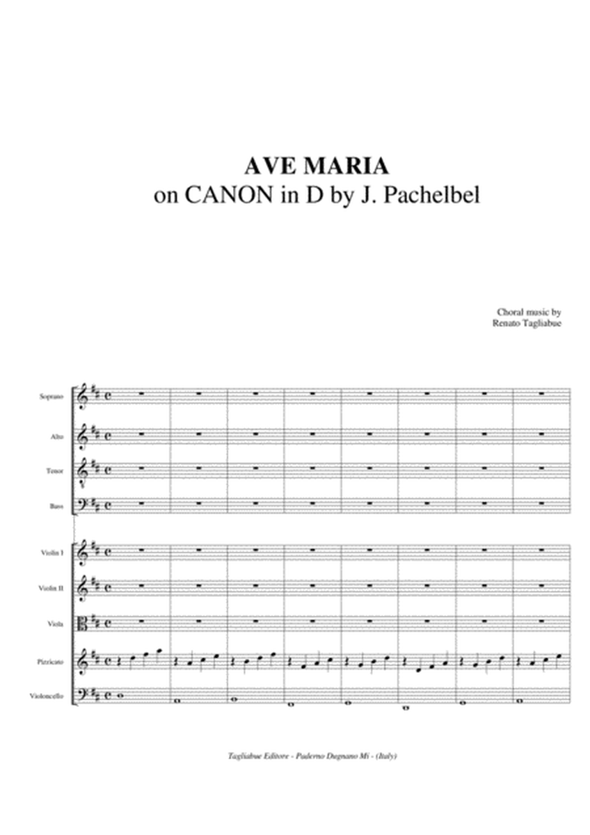 AVE MARIA - Tagliabue - on CANON in D by J.Pachelbel - For SATB Choir and String Quintet. With parts image number null