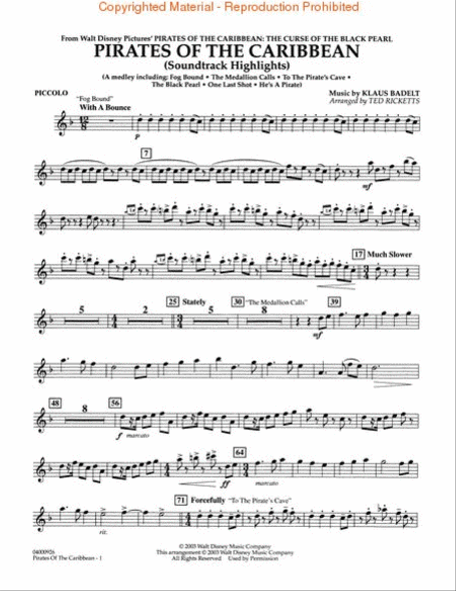 Pirates of the Caribbean (Soundtrack Highlights) Concert Band scores gallery preview page 4