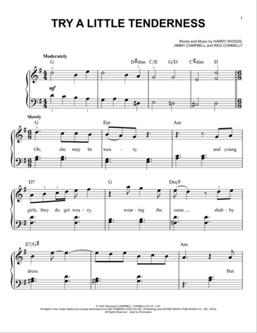 Try A Little Tenderness Voice scores gallery preview page 1