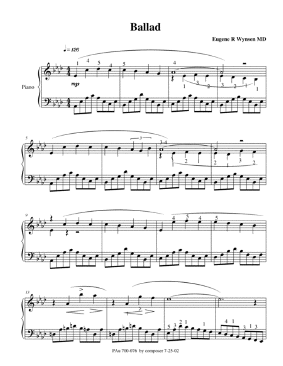 Ballad in A Flat Ballad in A Flat Piano Solo scores gallery preview page 2