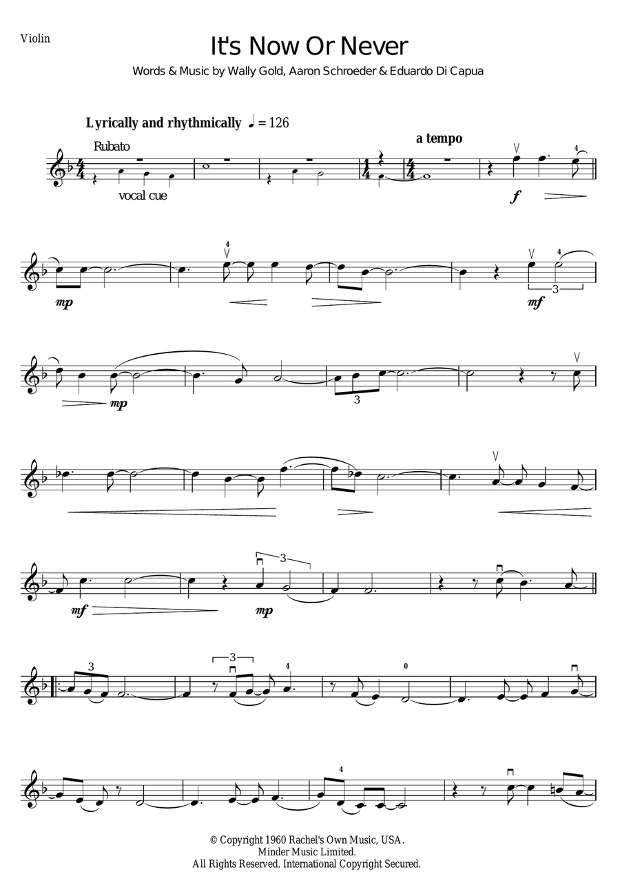 It's Now Or Never It's Now Or Never Violin Solo scores gallery preview page 1