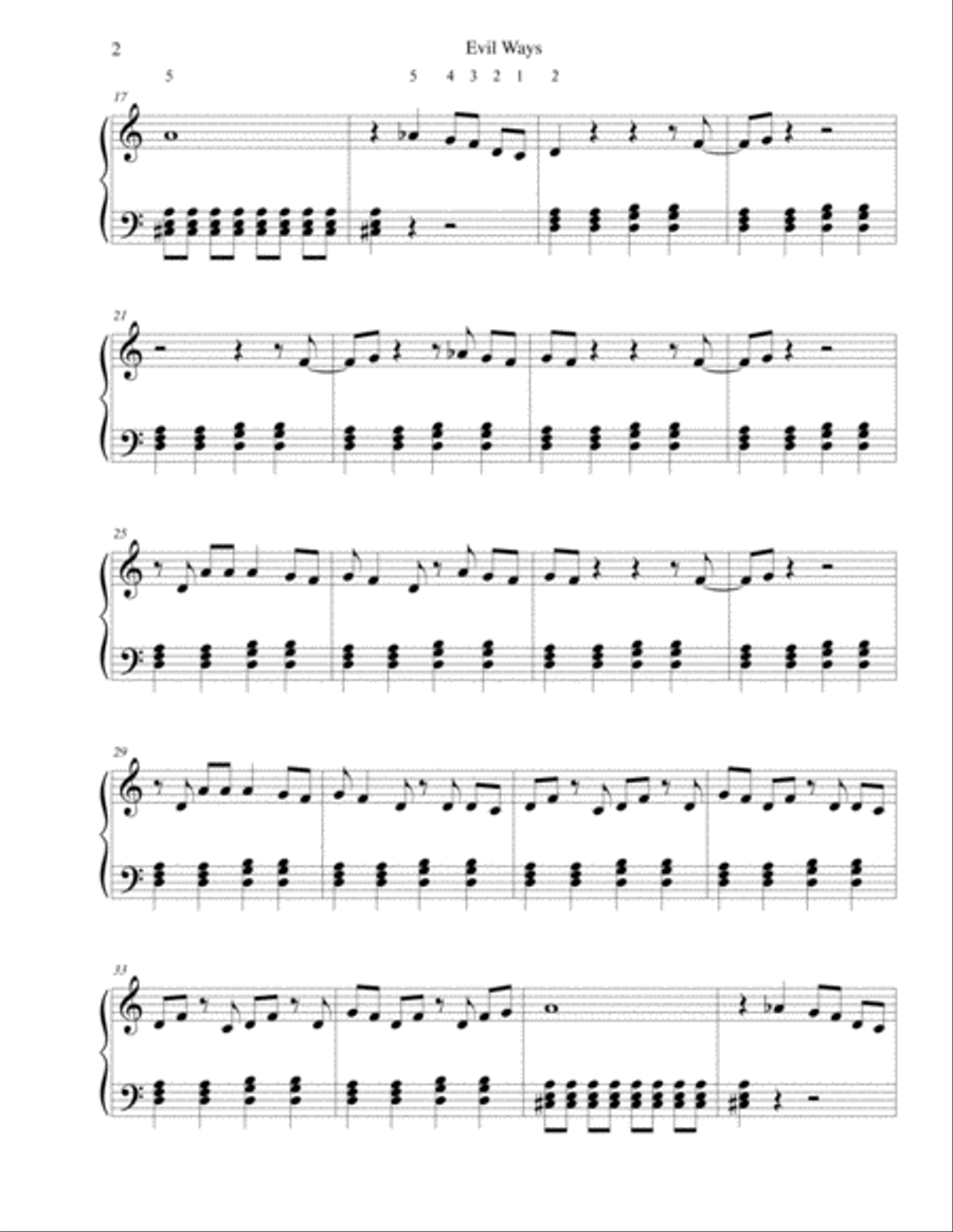 Evil Ways Evil Ways Easy Piano scores gallery preview page 2